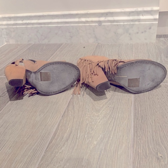 Dolce Vita Noralee Peep Toe Suede Fringe Boots - Picture 6 of 7